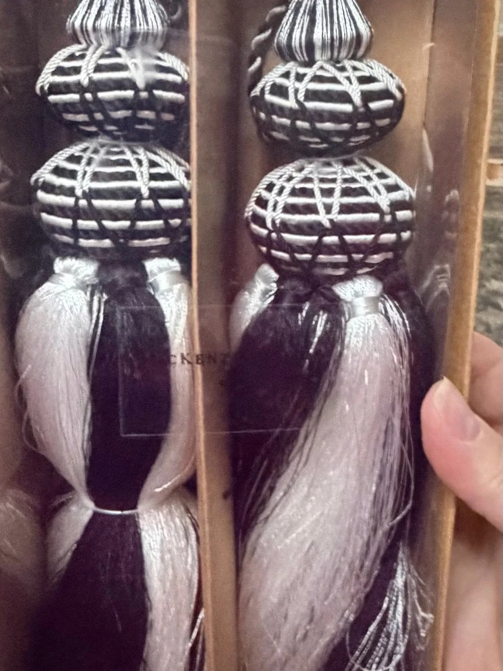 MacKenzie Childs Decorative Courtly Tassel in Black & White - Set